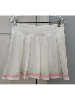 Lilly Pulitzer Luxletic White /Pink/Green Skort Golf Tennis Mini Size Large